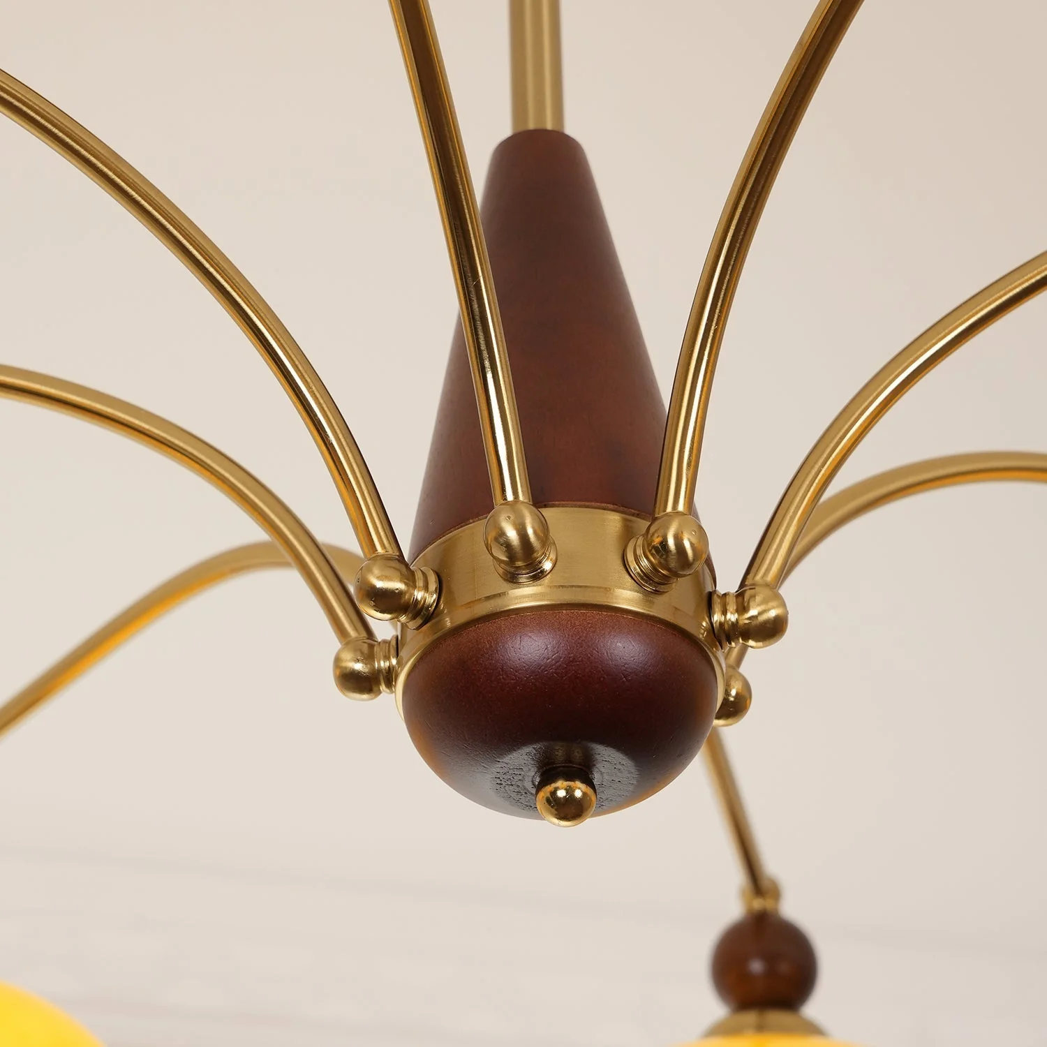 Lustra Pendant Lamp Retro Yellow Glass Brass - Image 63