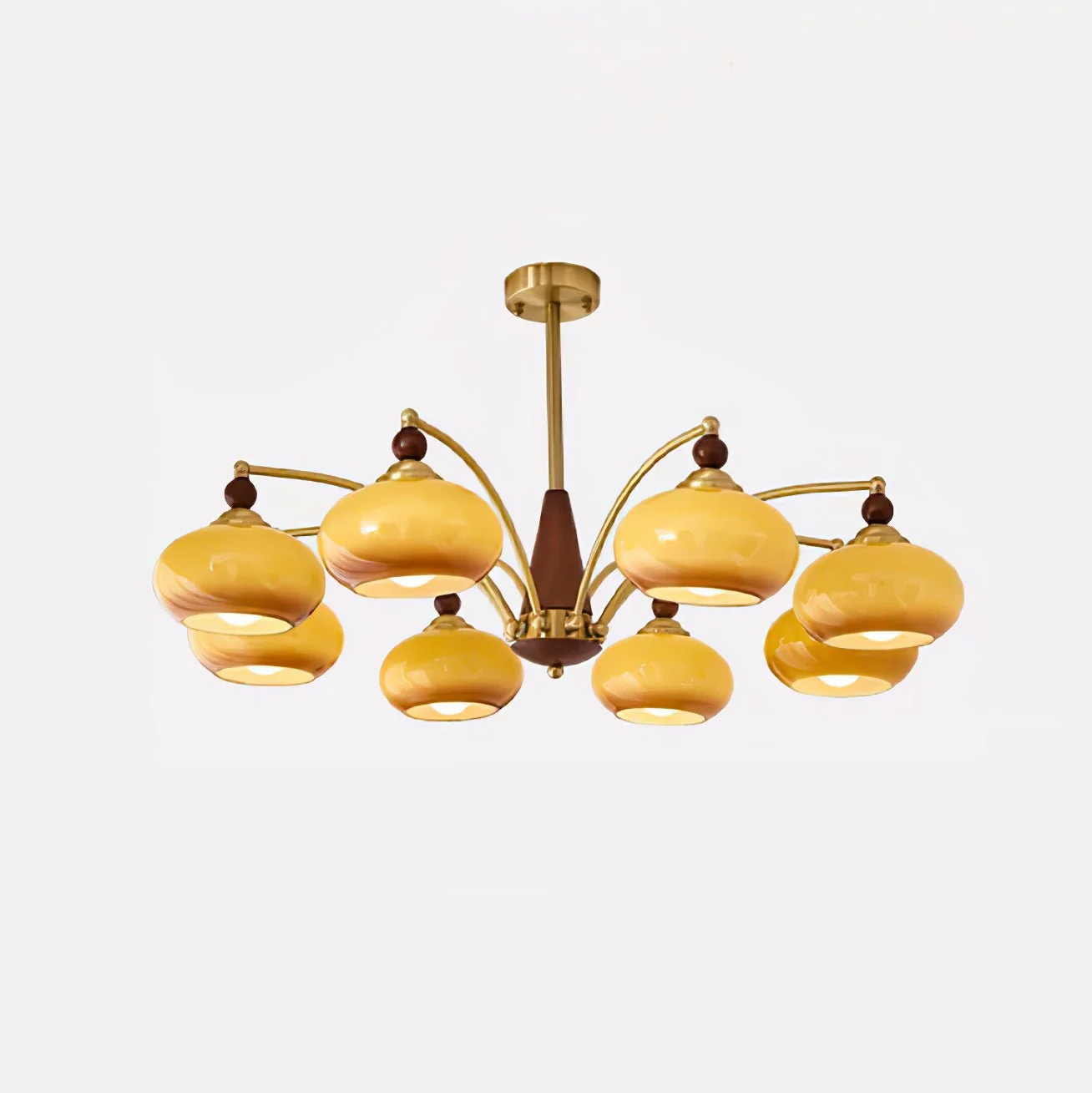 Lustra Pendant Lamp Retro Yellow Glass Brass - Image 70
