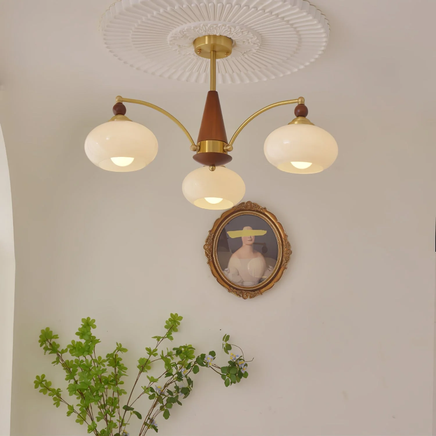 Lustra Pendant Lamp Retro Yellow Glass Brass - Image 75