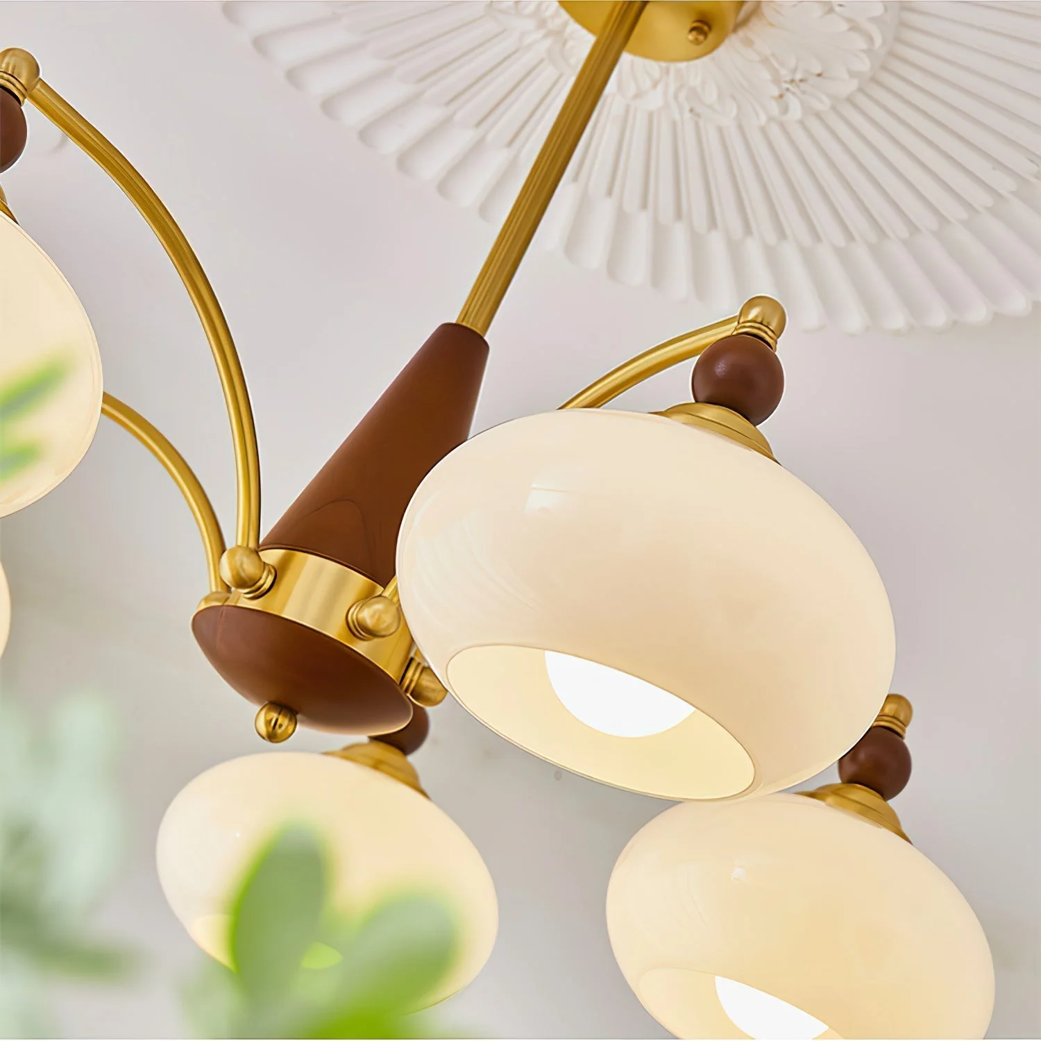 Lustra Pendant Lamp Retro Yellow Glass Brass - Image 9