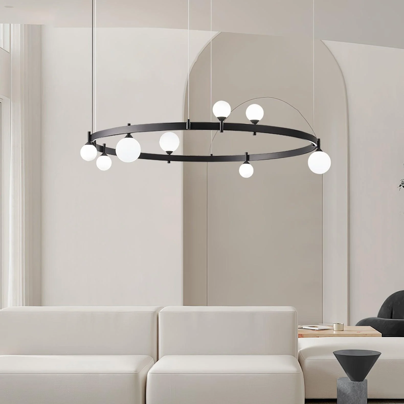 Lustra Pendant Lamp Round Black Ring - Image 10