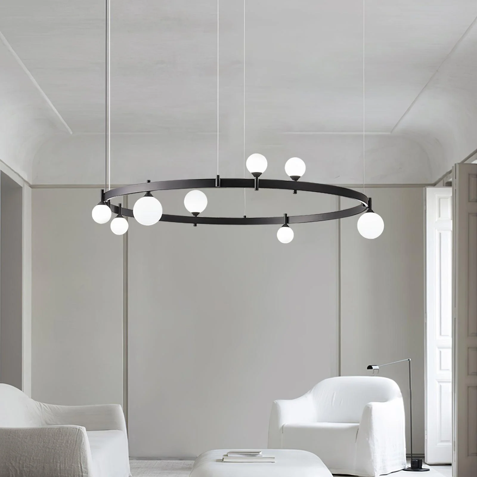 Lustra Pendant Lamp Round Black Ring - Image 20