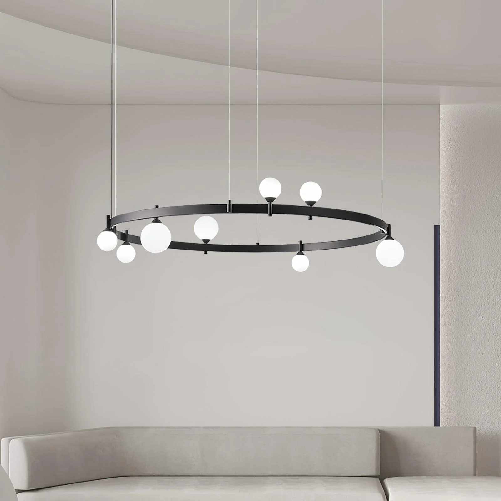 Lustra Pendant Lamp Round Black Ring - Image 7