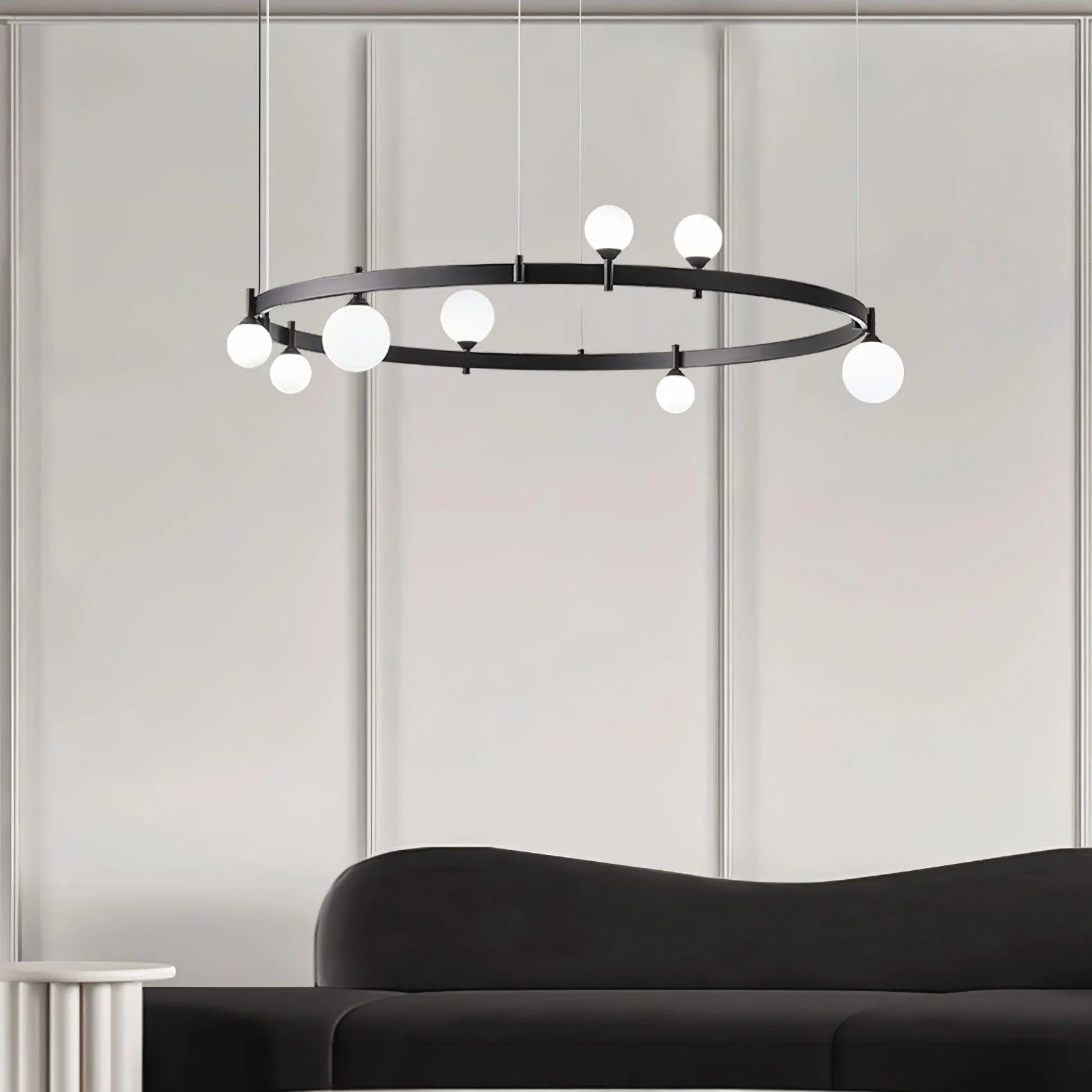 Lustra Pendant Lamp Round Black Ring - Image 9