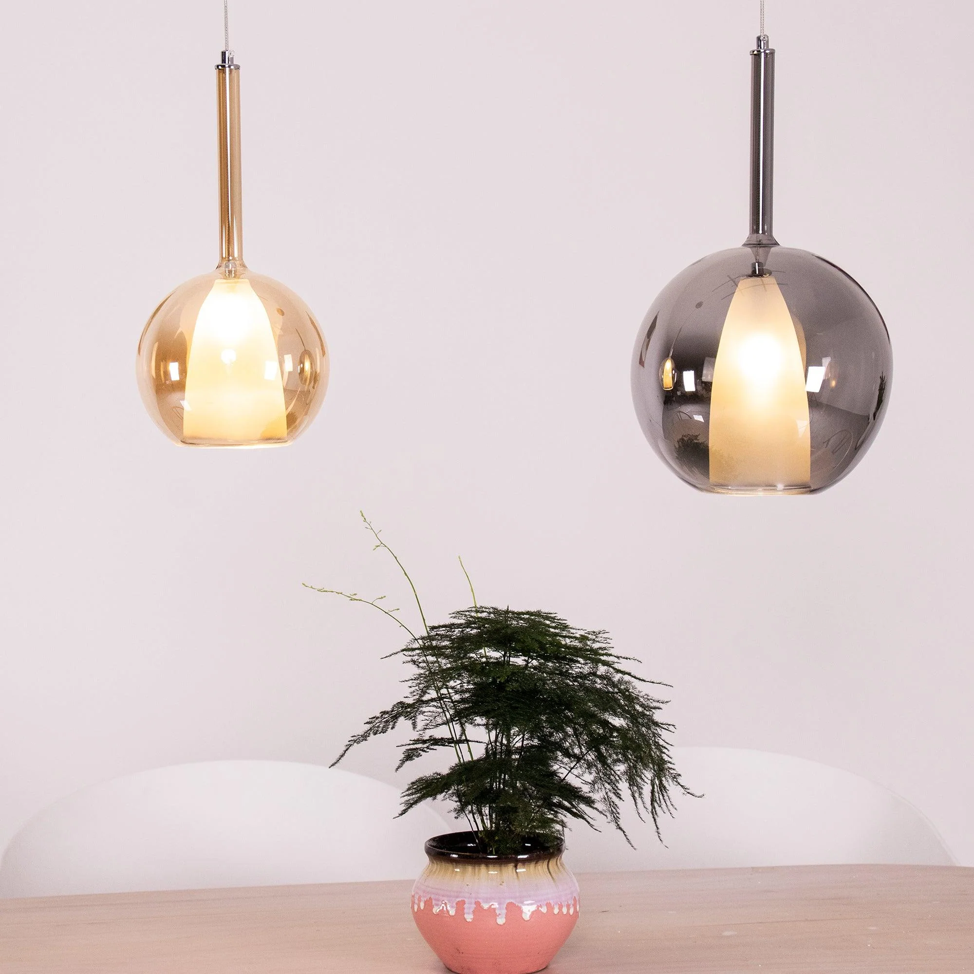 Lustra Pendant Lamp Smoked Glass Round - Image 10