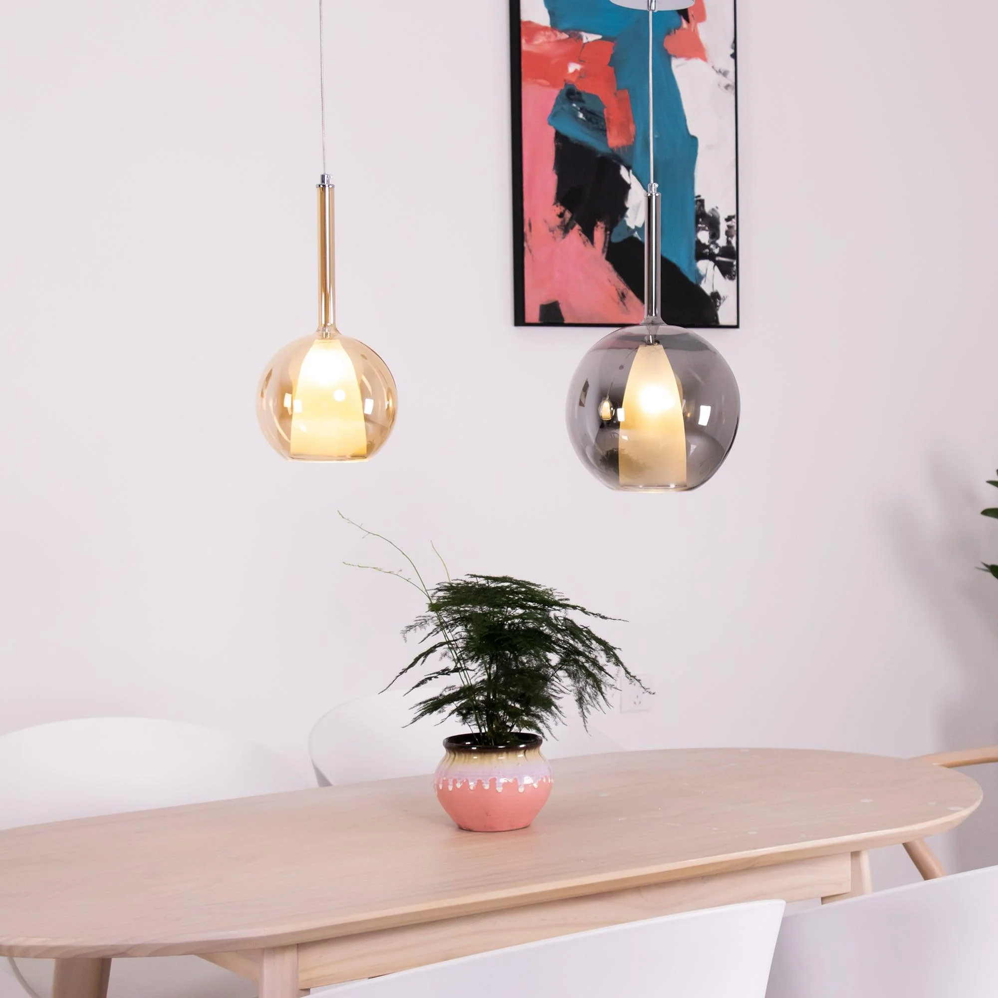 Lustra Pendant Lamp Smoked Glass Round - Image 11