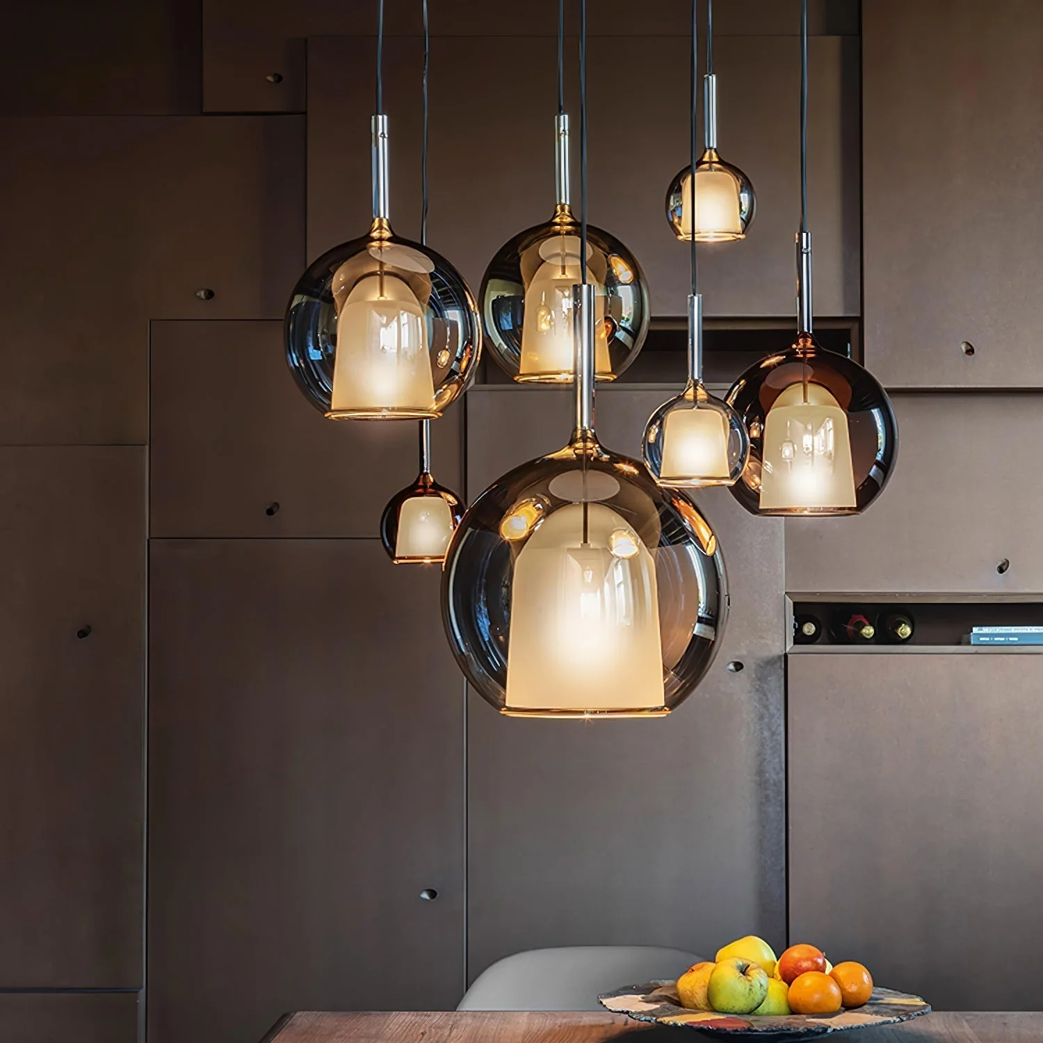 Lustra Pendant Lamp Smoked Glass Round - Image 15