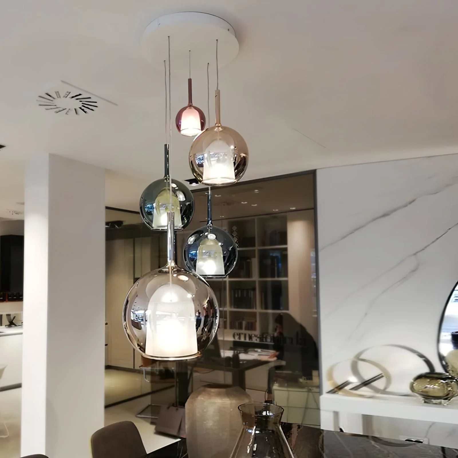 Lustra Pendant Lamp Smoked Glass Round - Image 20