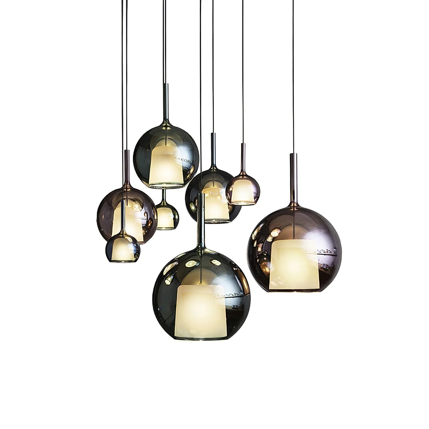 Lustra Pendant Lamp Smoked Glass Round - Image 22