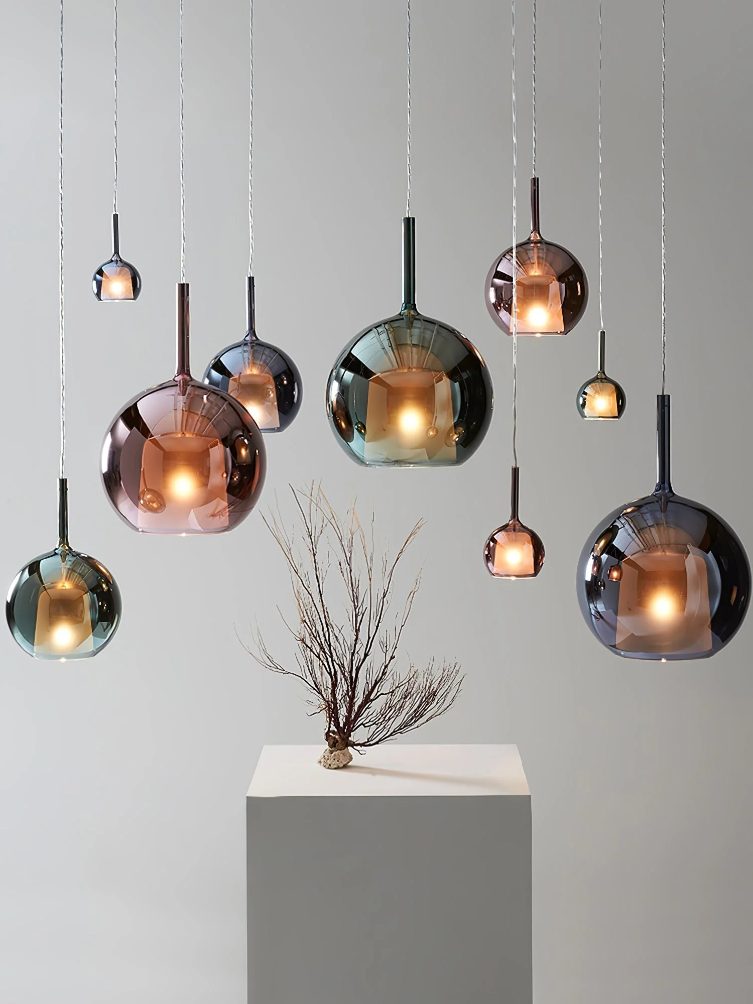 Lustra Pendant Lamp Smoked Glass Round - Image 24