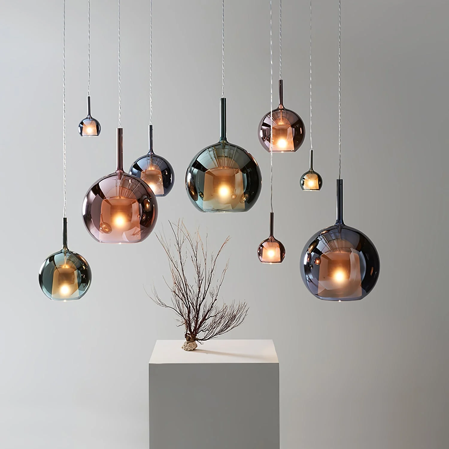Lustra Pendant Lamp Smoked Glass Round - Image 27
