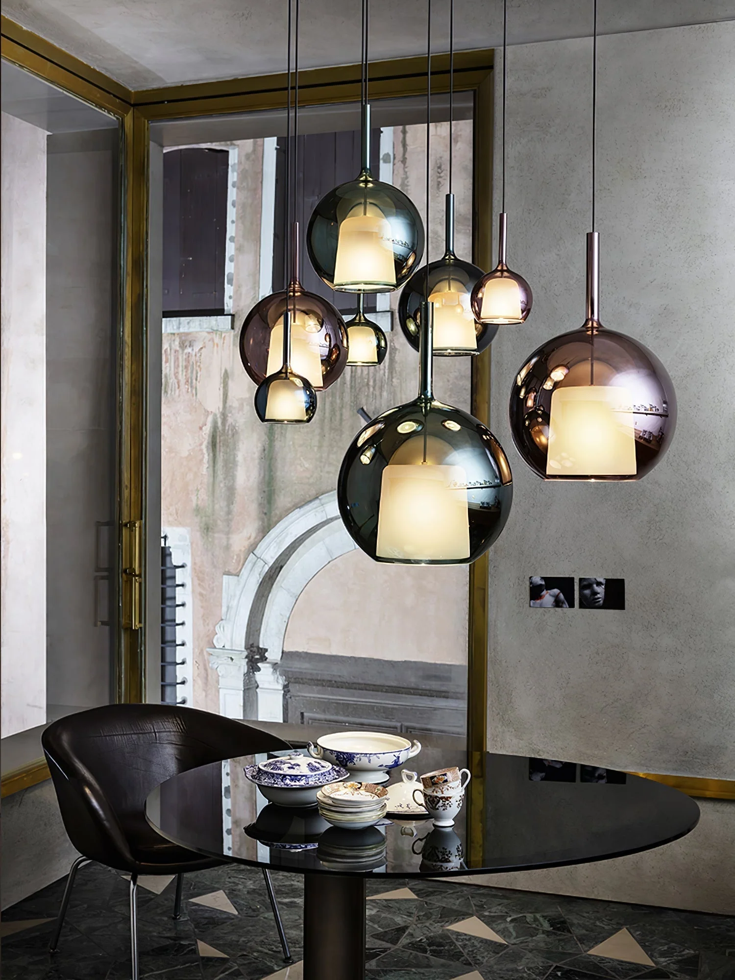 Lustra Pendant Lamp Smoked Glass Round - Image 29