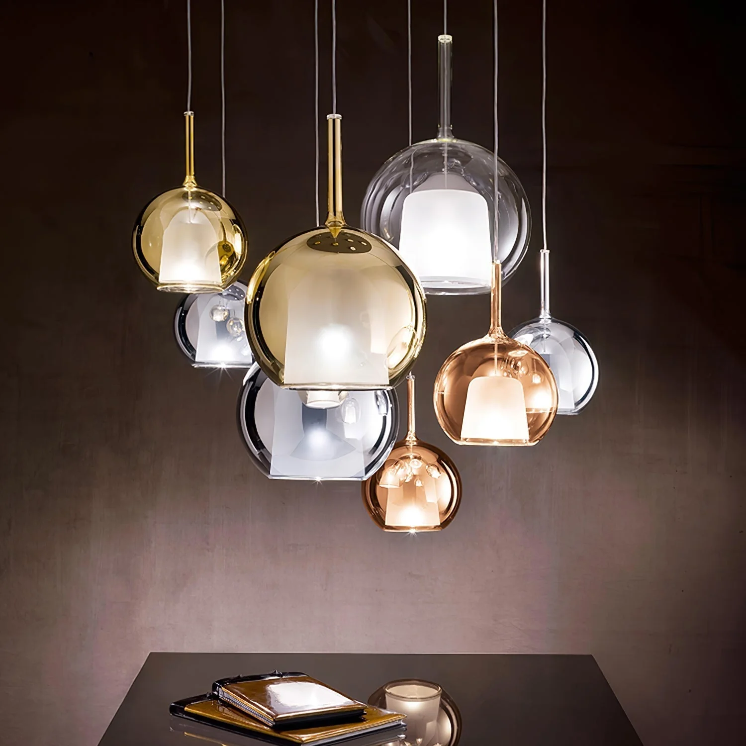 Lustra Pendant Lamp Smoked Glass Round - Image 4