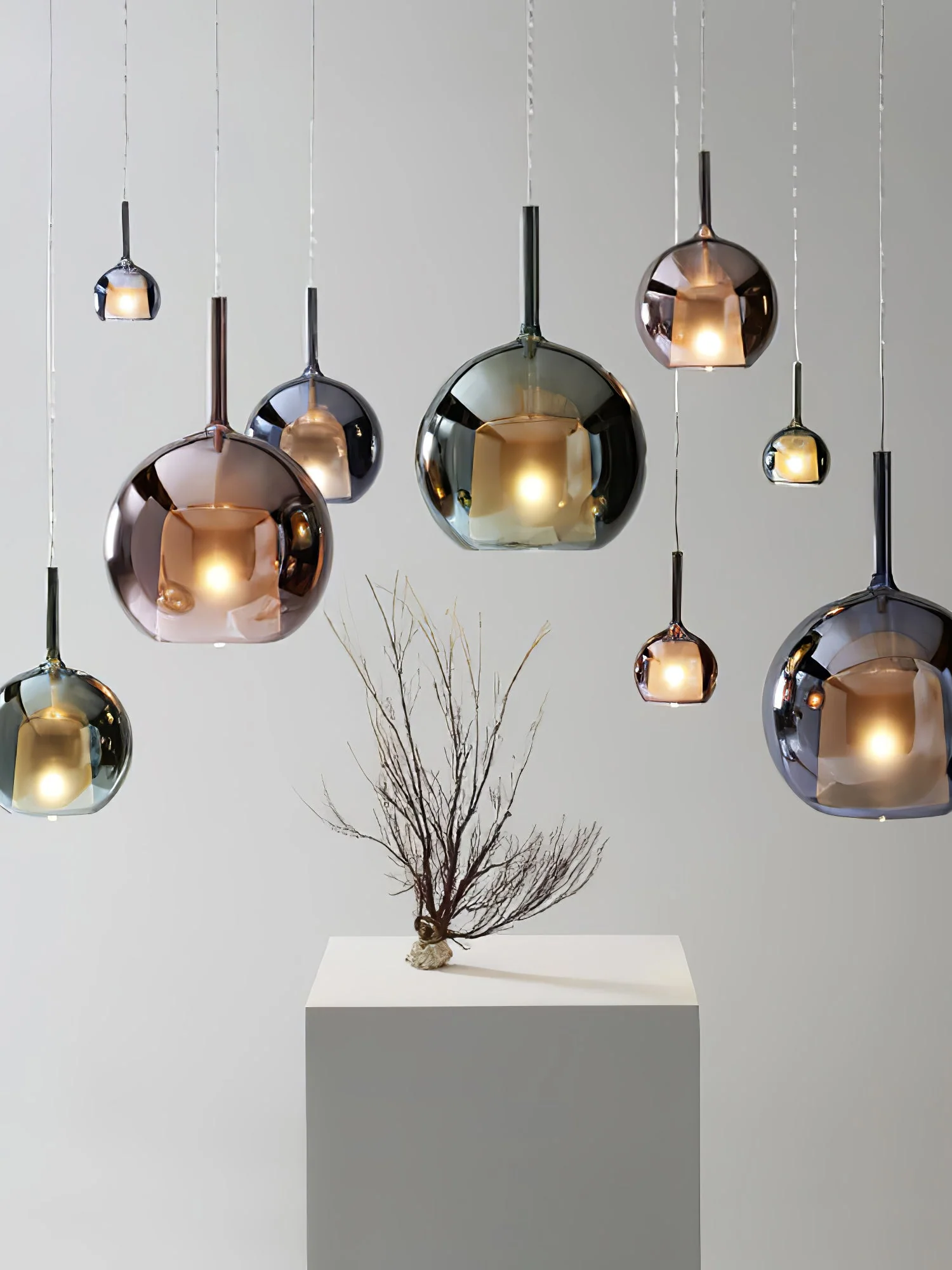 Lustra Pendant Lamp Smoked Glass Round - Image 59