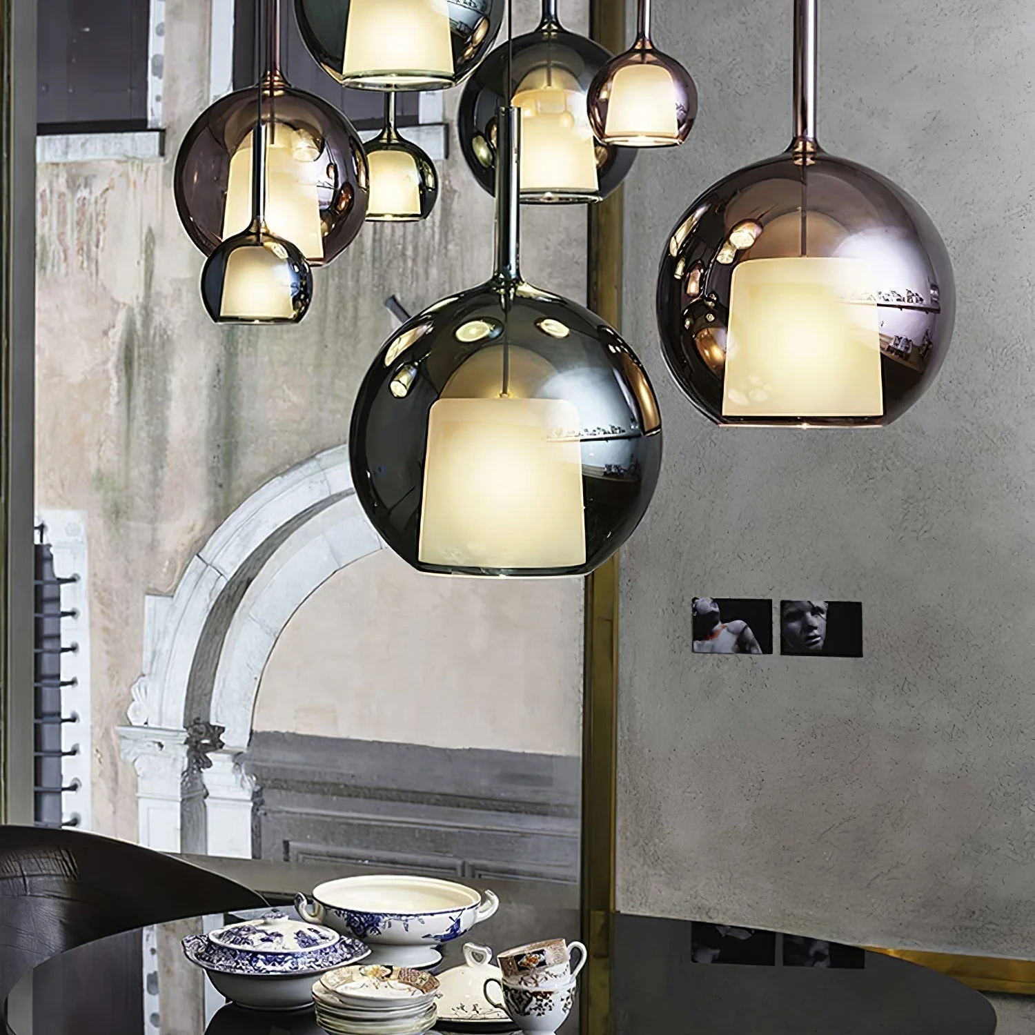 Lustra Pendant Lamp Smoked Glass Round - Image 61