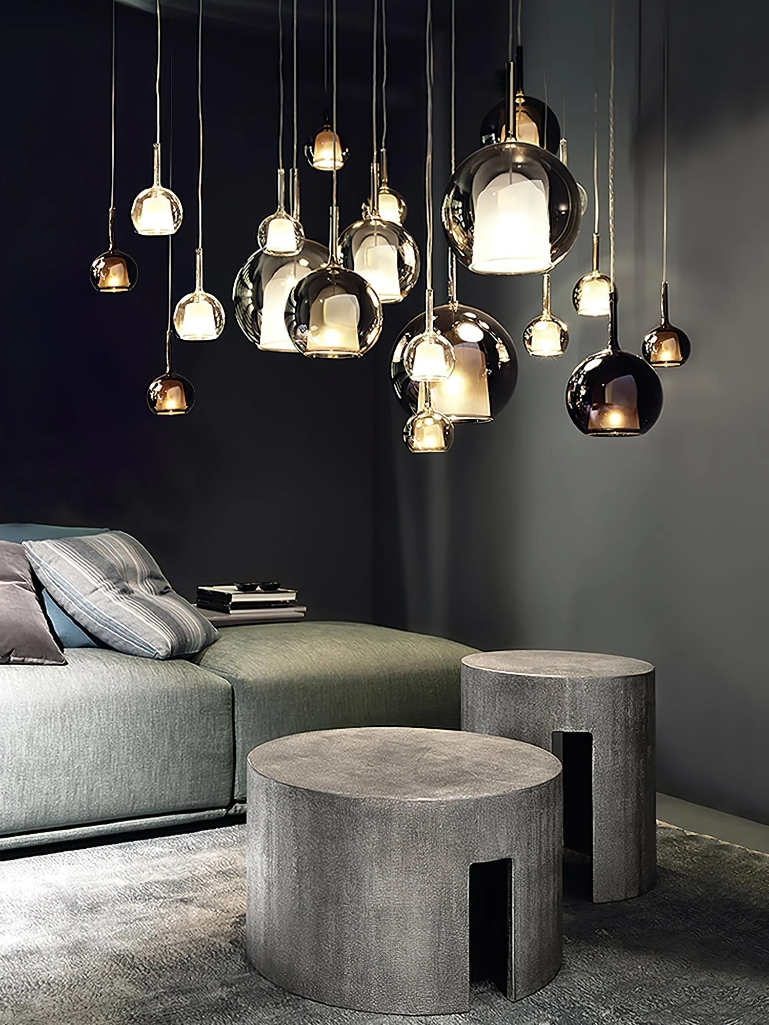 Lustra Pendant Lamp Smoked Glass Round - Image 62