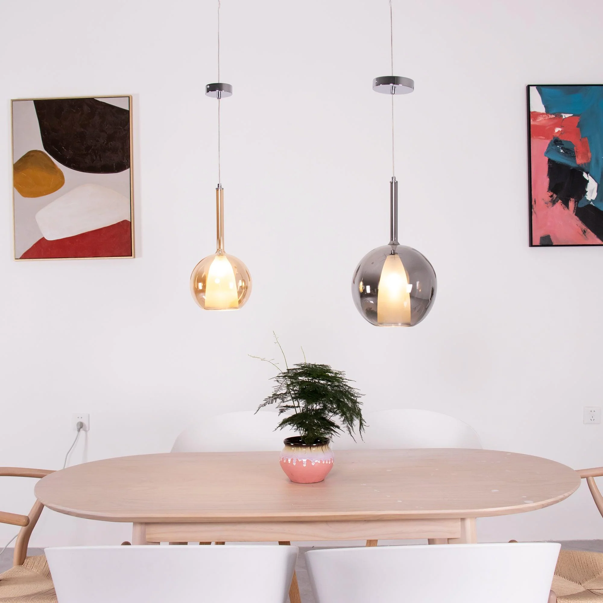 Lustra Pendant Lamp Smoked Glass Round - Image 9