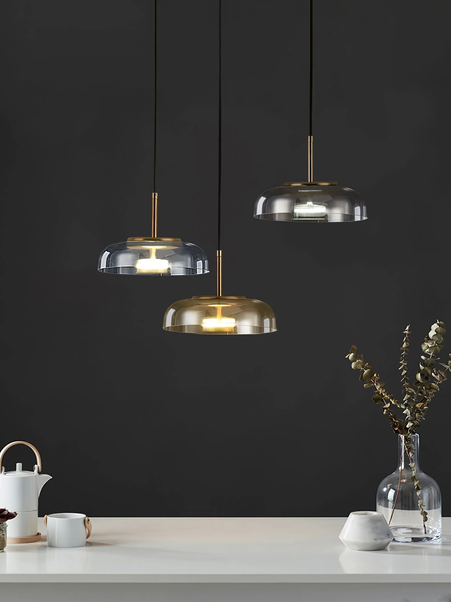 Lustra Pendant Lamp Transparent Glass Sleek - Image 18
