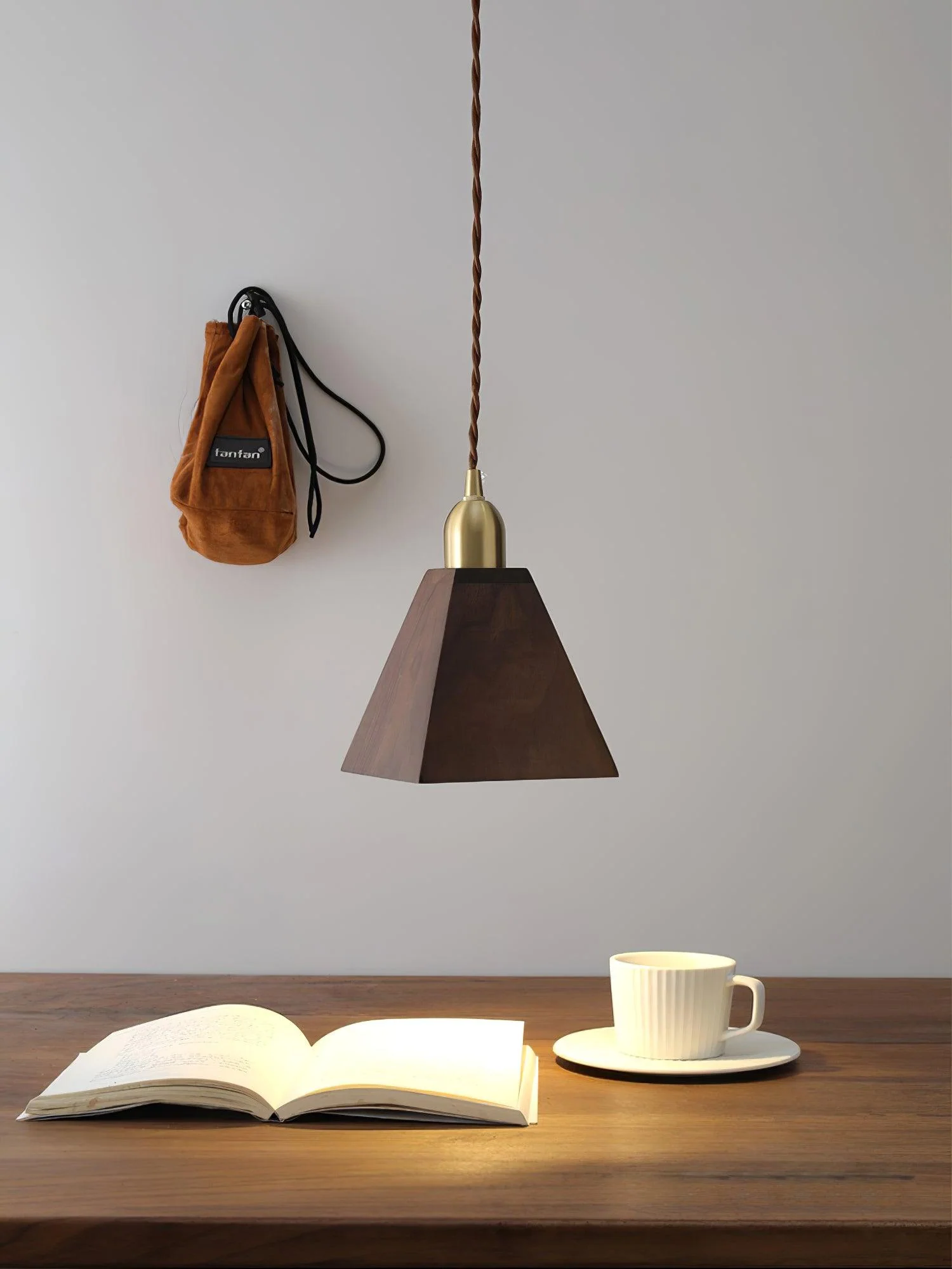 Lustra Pendant Lamp Walnut Brass Modern for Living Room - Image 11