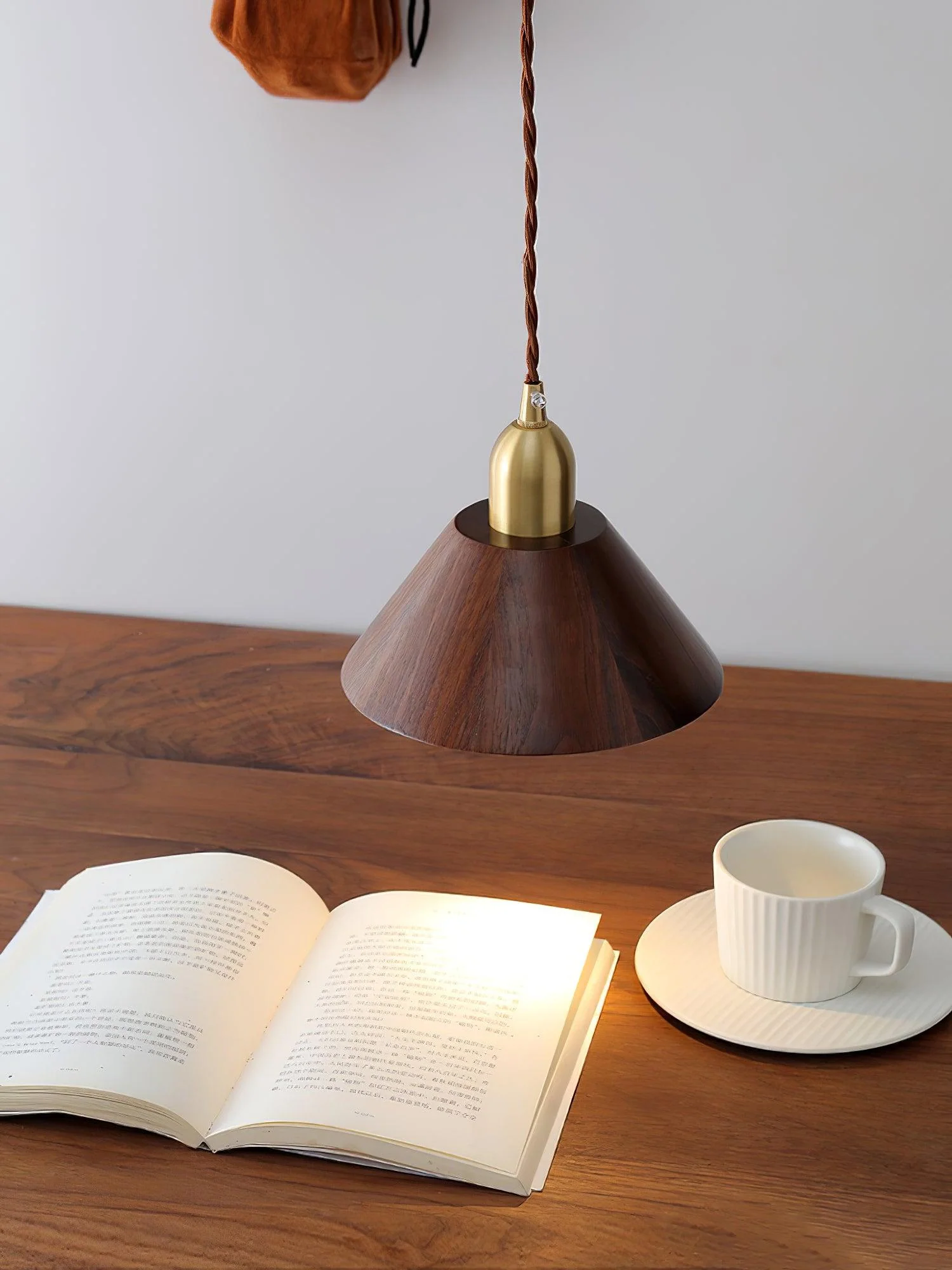 Lustra Pendant Lamp Walnut Brass Modern for Living Room - Image 13