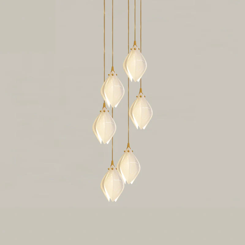 Lustra Pendant Lamp White Floral Ceramic - Image 21