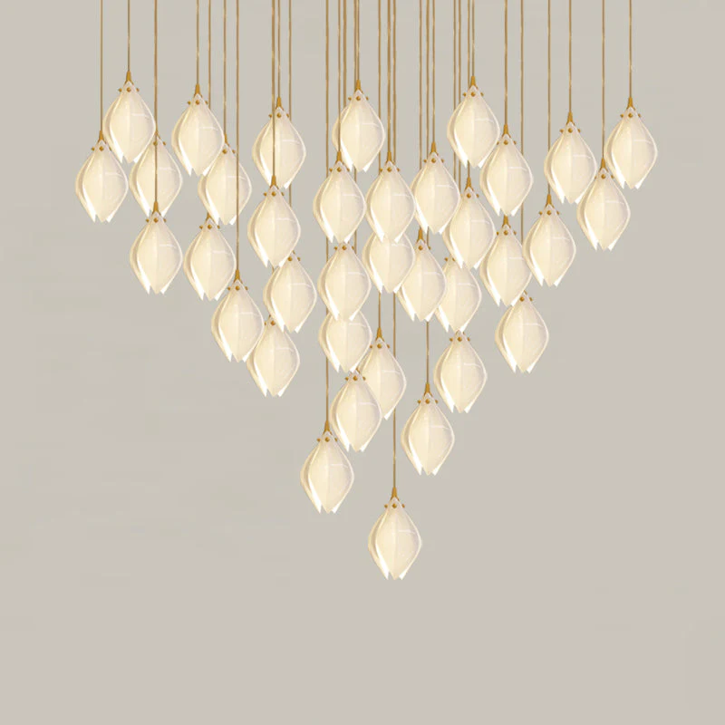 Lustra Pendant Lamp White Floral Ceramic - Image 30