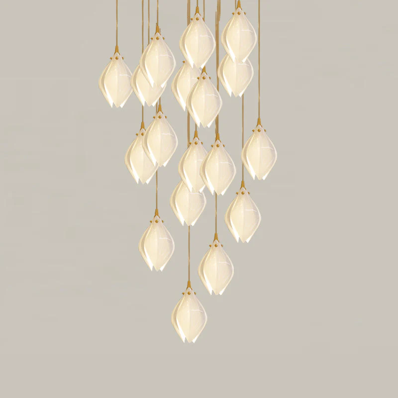 Lustra Pendant Lamp White Floral Ceramic - Image 33