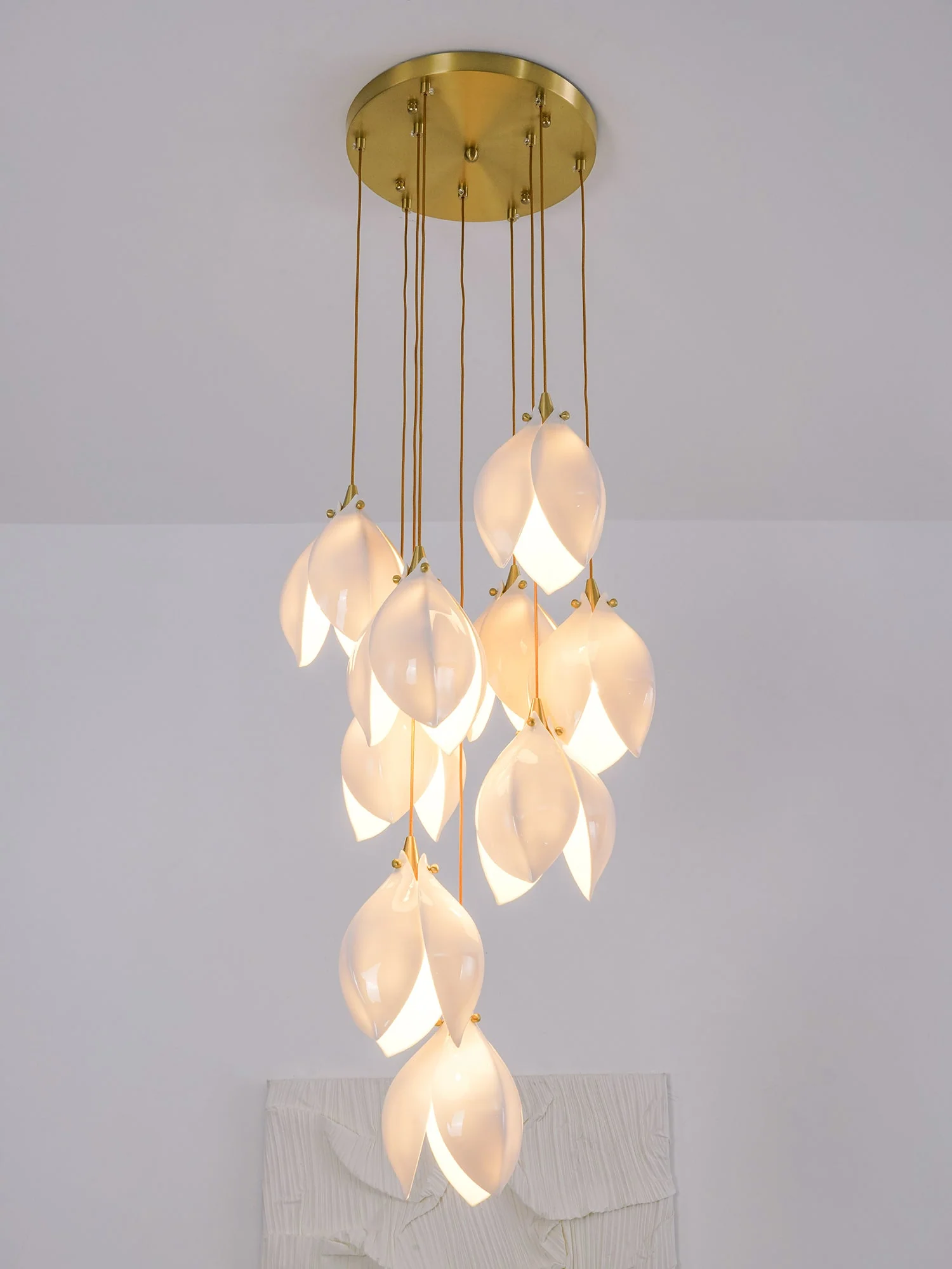 Lustra Pendant Lamp White Floral Ceramic - Image 45