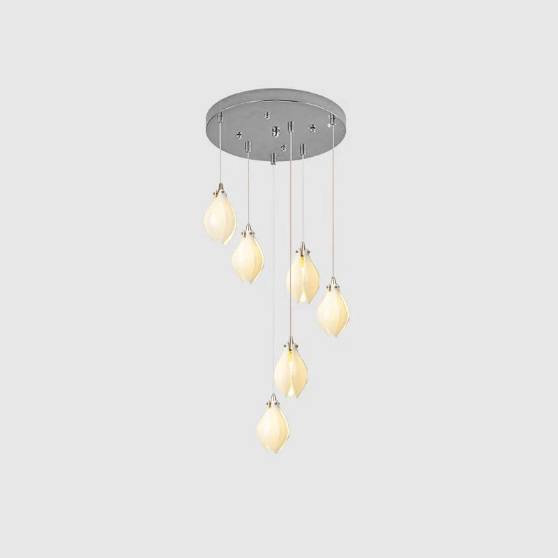 Lustra Pendant Lamp White Floral Ceramic - Image 66
