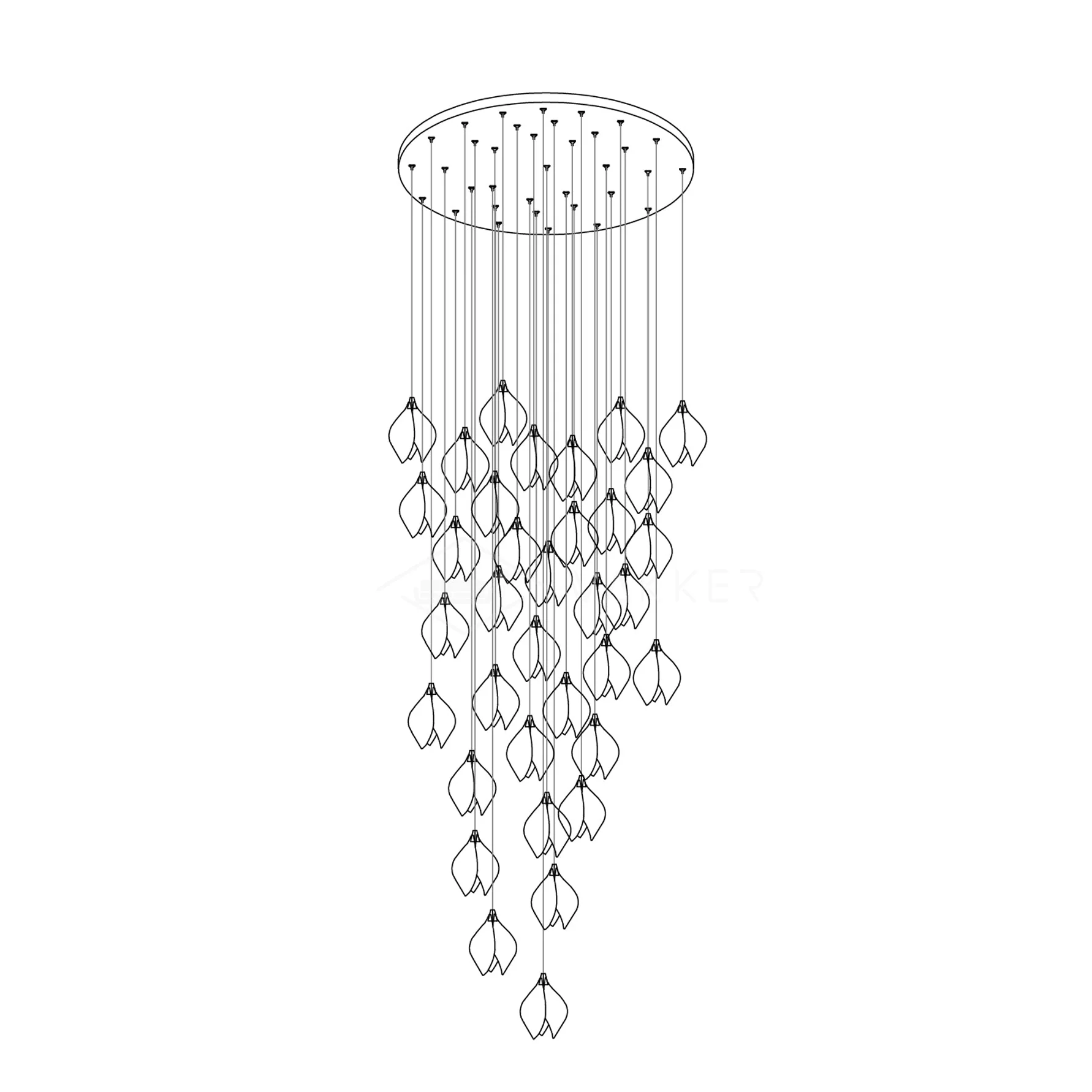 Lustra Pendant Lamp White Floral Ceramic - Image 79
