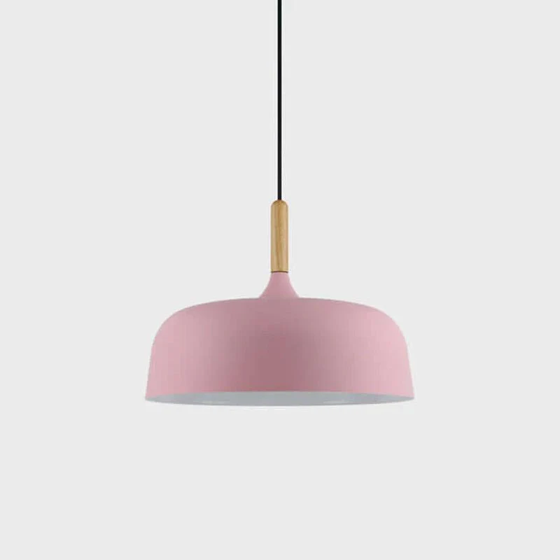 Lustra Pendant Lamp White Shade Wood - Image 25
