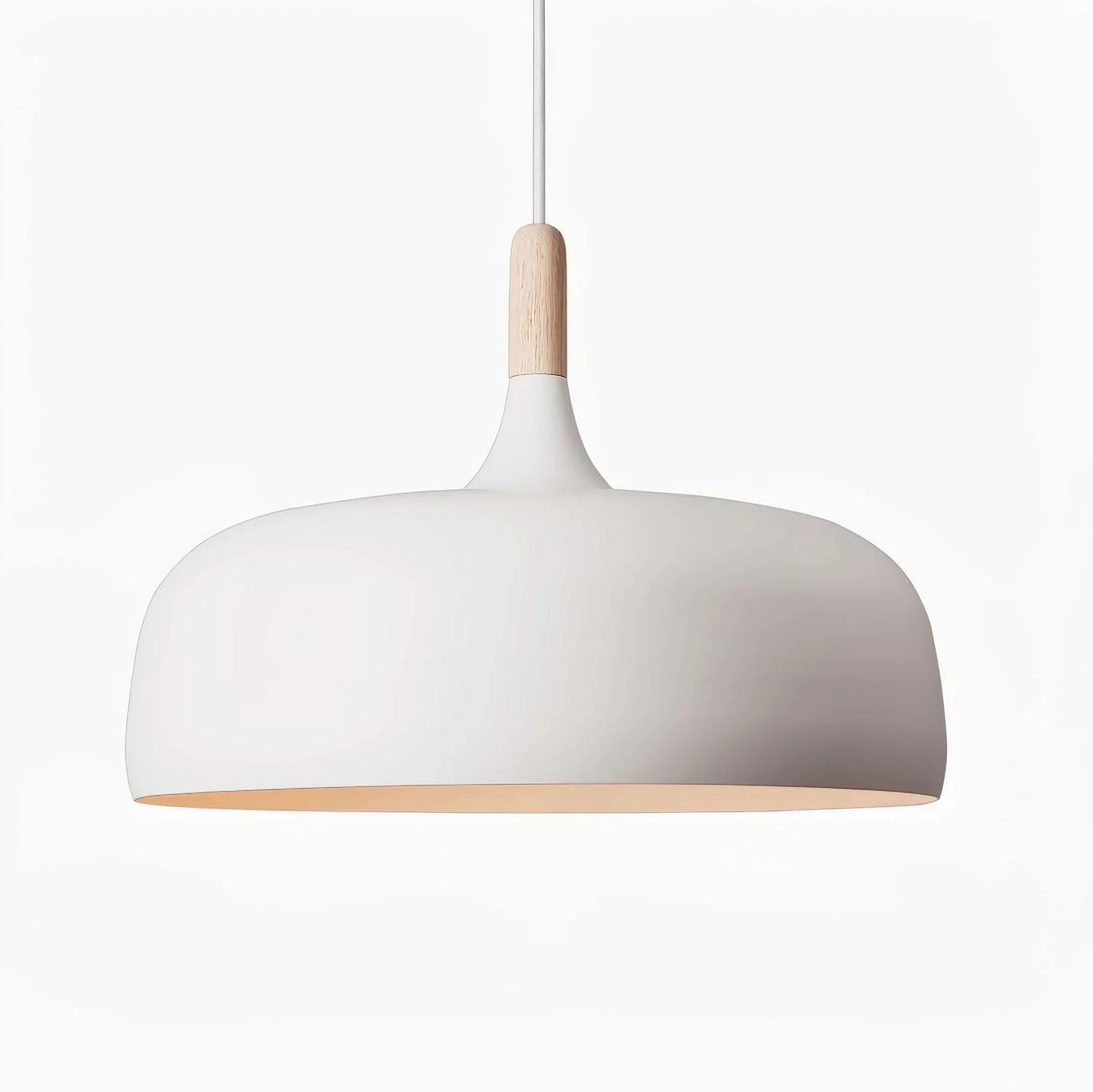 Lustra Pendant Lamp White Shade Wood - Image 85