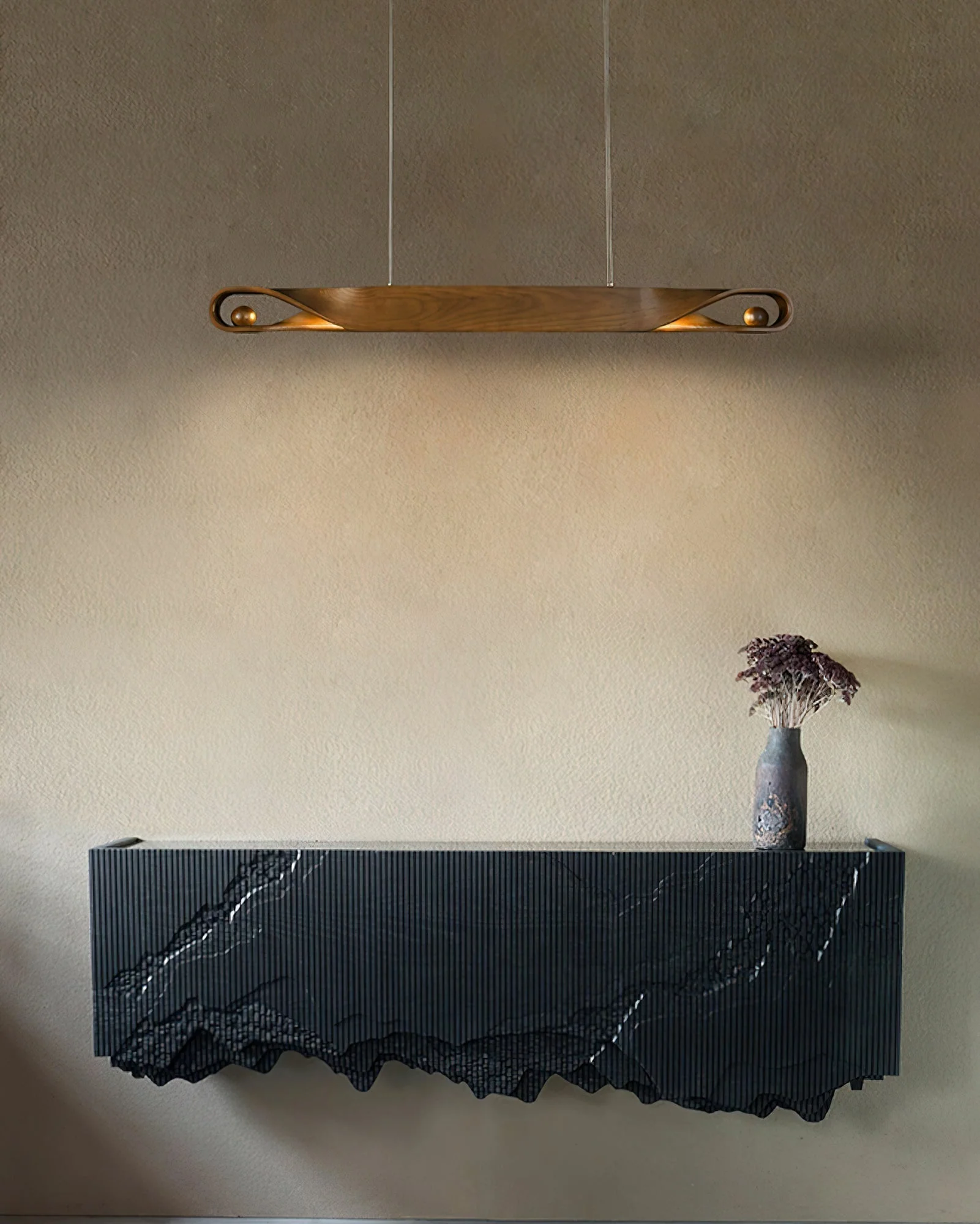 Lustra Pendant Lamp Wood Curved Minimalist - Image 18