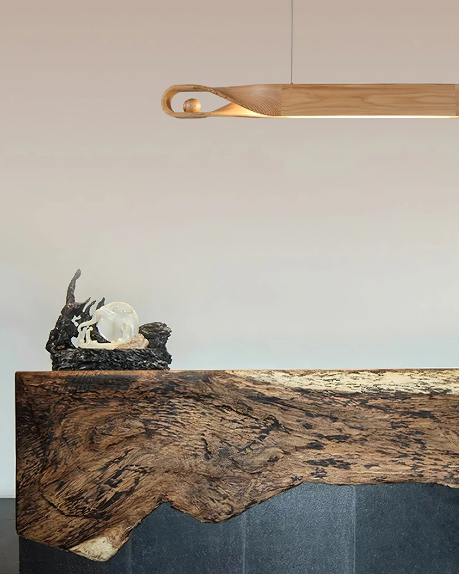 Lustra Pendant Lamp Wood Curved Minimalist - Image 19