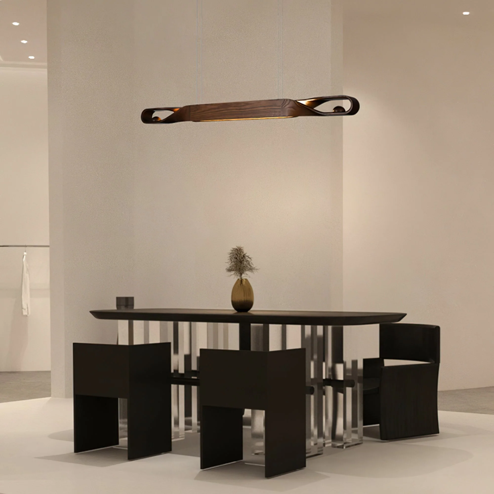 Lustra Pendant Lamp Wood Curved Minimalist - Image 6