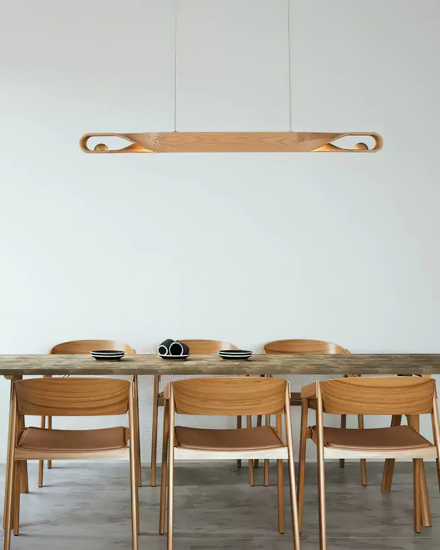 Lustra Pendant Lamp Wood Curved Minimalist - Image 7