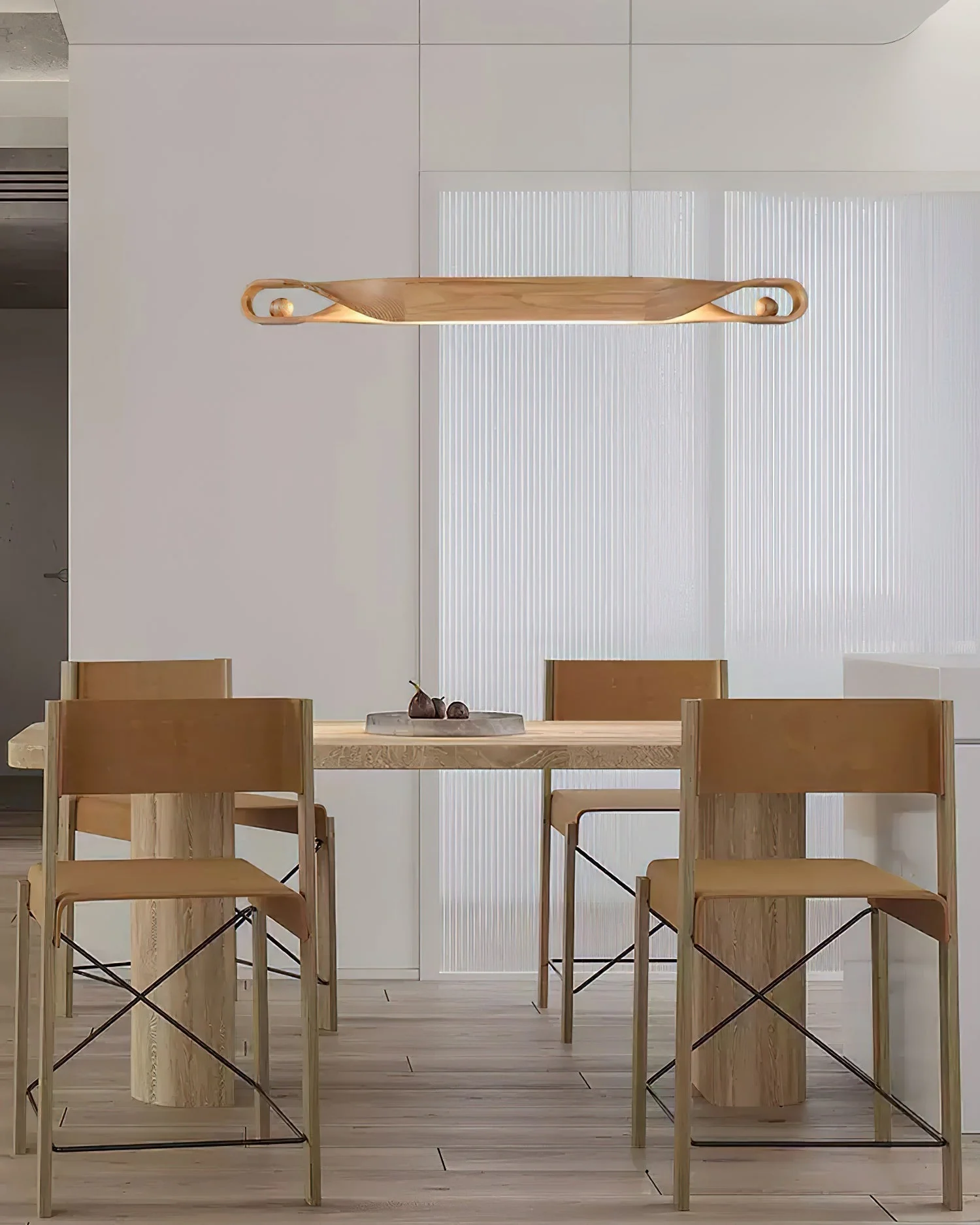 Lustra Pendant Lamp Wood Curved Minimalist - Image 9
