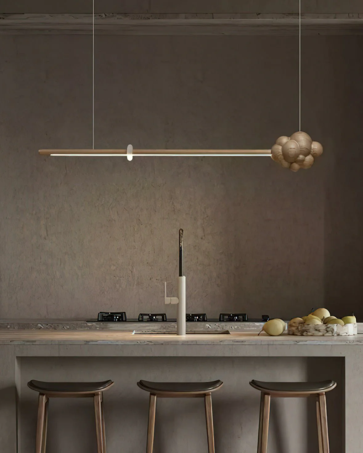 Lustra Pendant Lamp Wood Stick Cloud Minimalist - Image 13