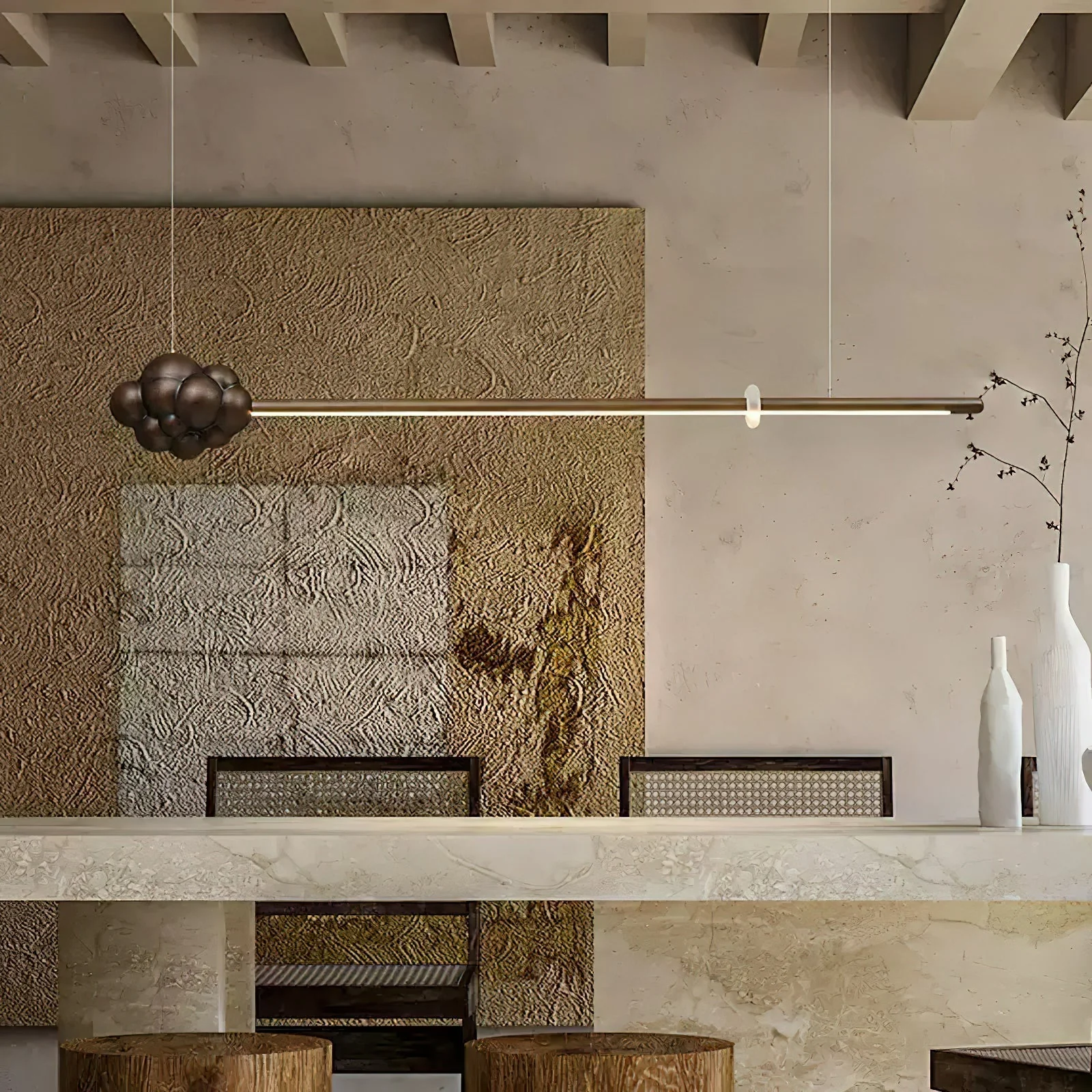 Lustra Pendant Lamp Wood Stick Cloud Minimalist - Image 26