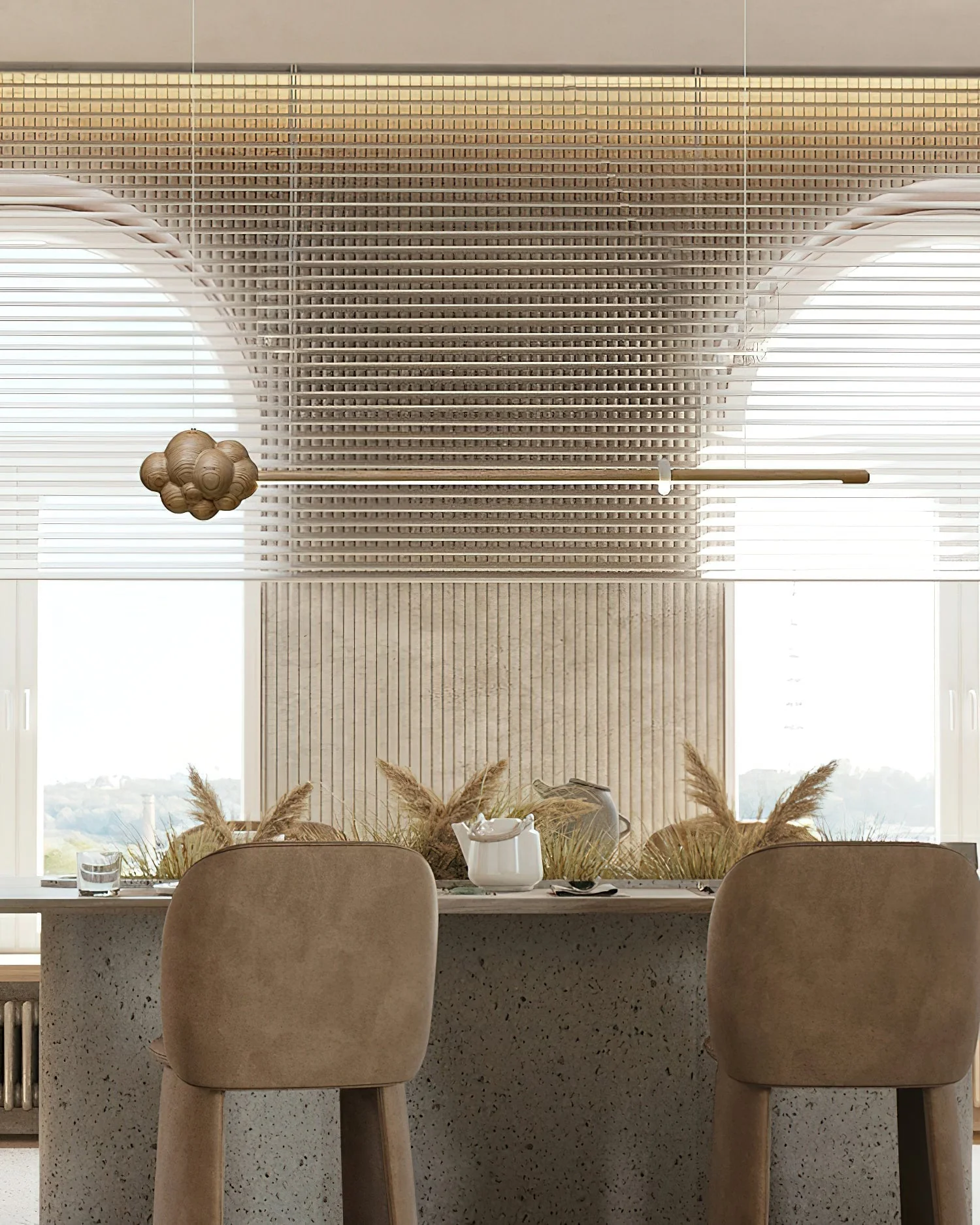 Lustra Pendant Lamp Wood Stick Cloud Minimalist - Image 7