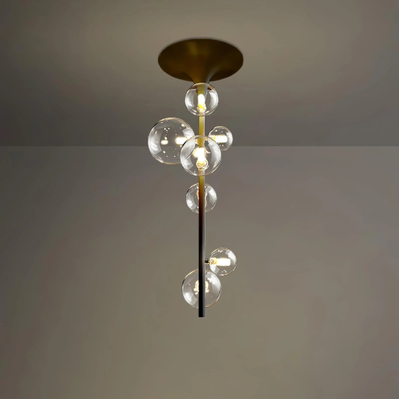 Lustra Pendant Light Brass Glass Cascading for Hallway - Image 11