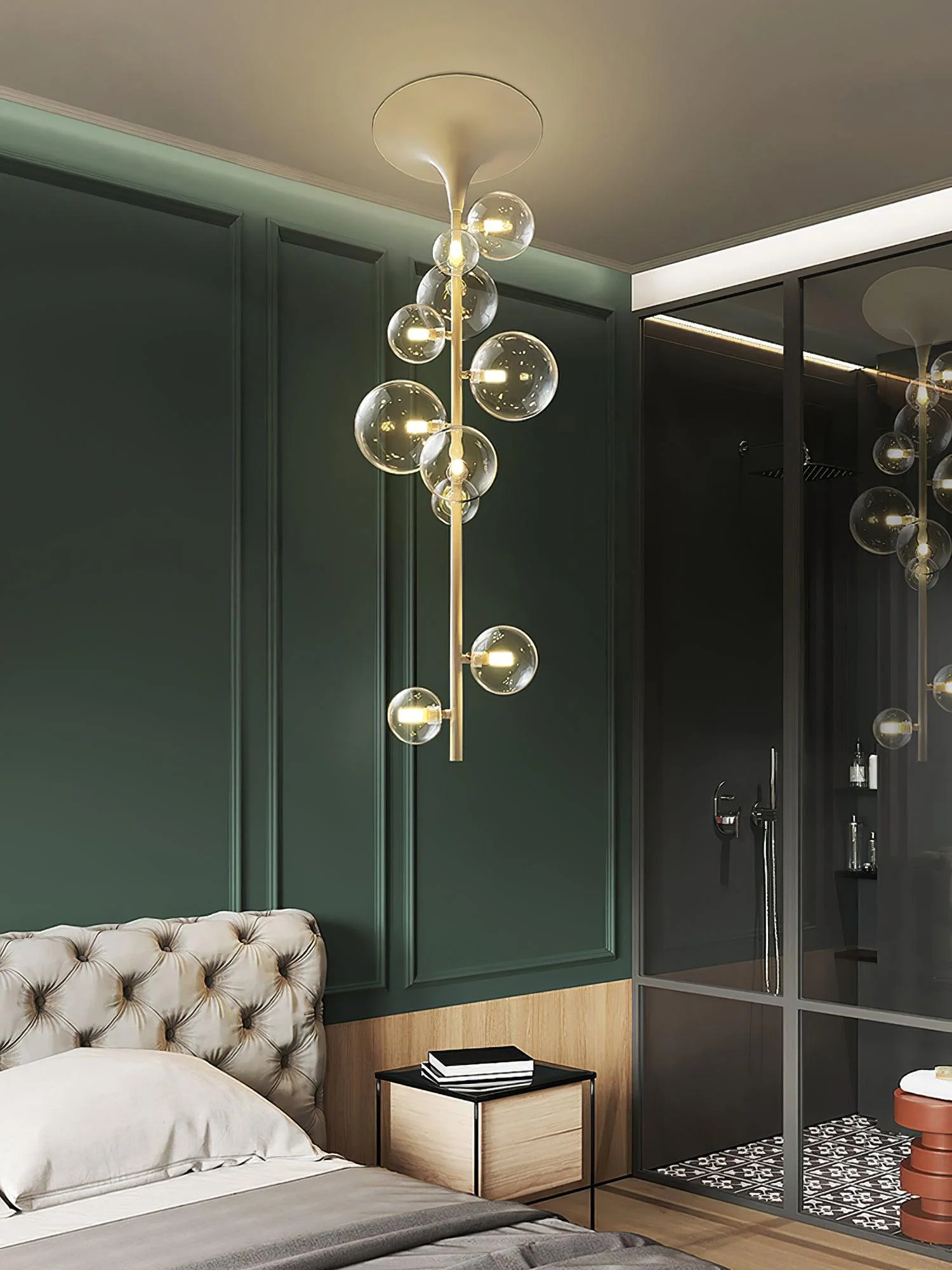 Lustra Pendant Light Brass Glass Cascading for Hallway - Image 16