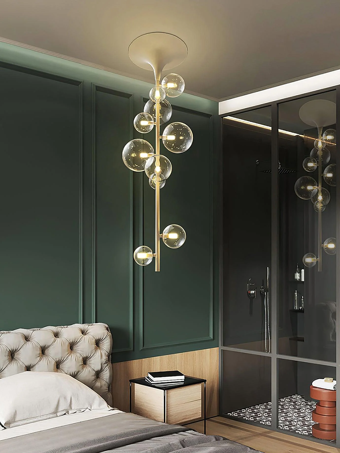 Lustra Pendant Light Brass Glass Cascading for Hallway - Image 19