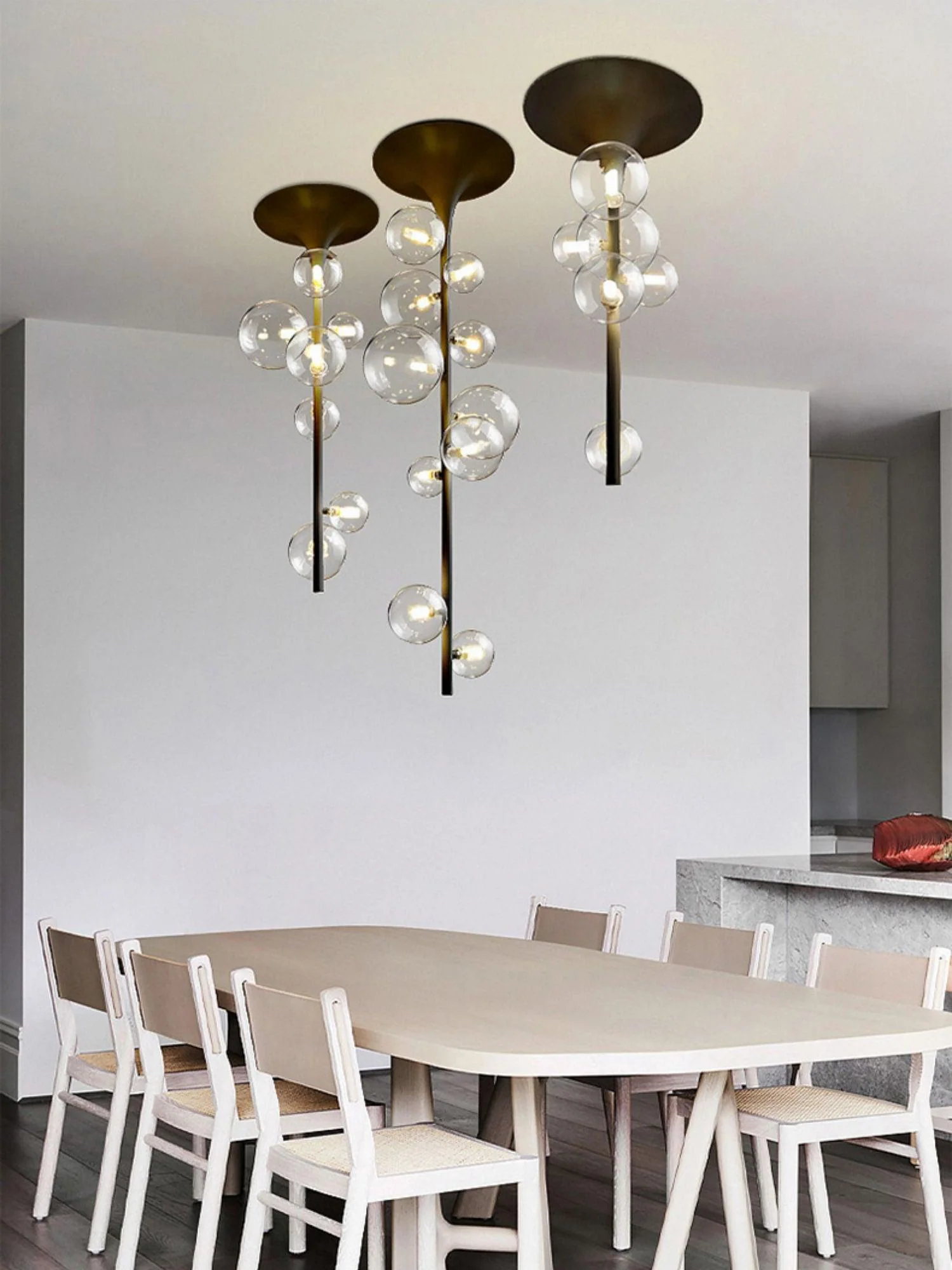 Lustra Pendant Light Brass Glass Cascading for Hallway - Image 21