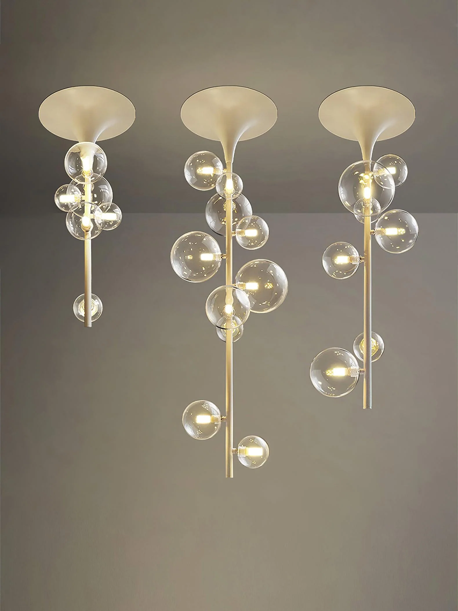 Lustra Pendant Light Brass Glass Cascading for Hallway - Image 23