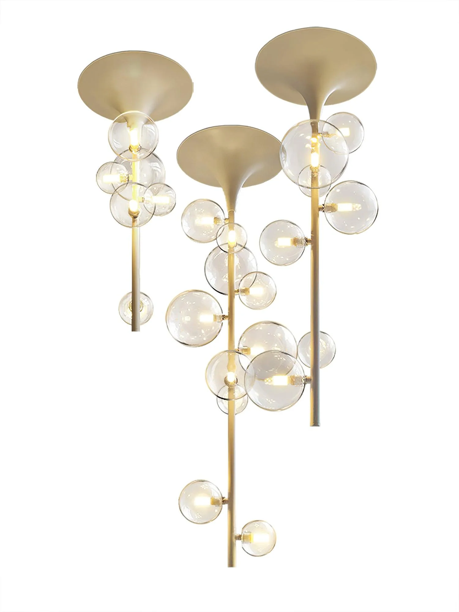 Lustra Pendant Light Brass Glass Cascading for Hallway - Image 7