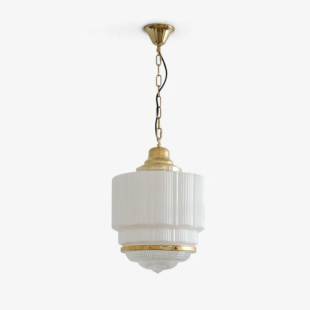Lustra Pendant Light Brass Glass Ribbed - Image 14