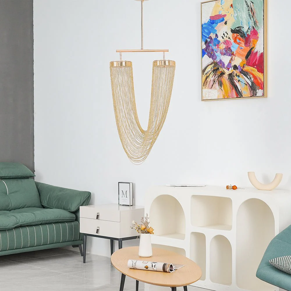 Lustra Pendant Light Copper Chain Sculptural Modern - Image 16