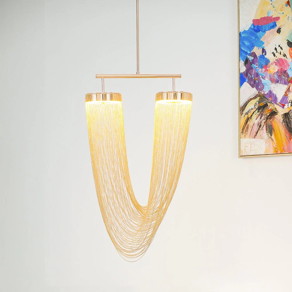 Lustra Pendant Light Copper Chain Sculptural Modern - Image 4