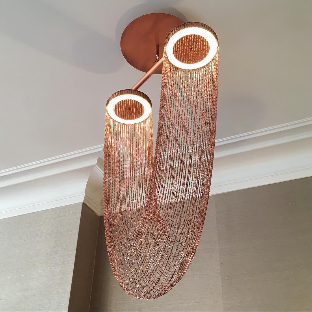 Lustra Pendant Light Copper Chain Sculptural Modern - Image 5
